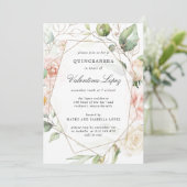 Invitation Élégante Quinceanera rose rose rose rose rose (Debout devant)