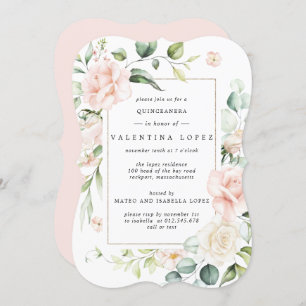 Invitation Élégante Quinceanera rose rose rose rose rose