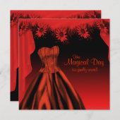 Invitation Élégante Quinceanera rouge et noire (Devant / Derrière)