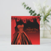 Invitation Élégante Quinceanera rouge et noire (Debout devant)