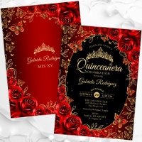 Elégante Quinceanera rouge or noir