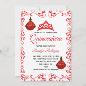 Invitation Elégante Quinceañera Rouge Royale (Devant)
