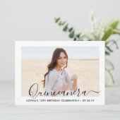 Invitation Elégante Quinceañera Script 2 Photo 15e anniversai (Debout devant)