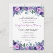 Invitation Élégante Quinceanera Simple Violet (Devant)