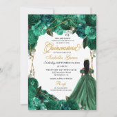 Invitation Élégante Quinceanera verte émeraude (Devant)