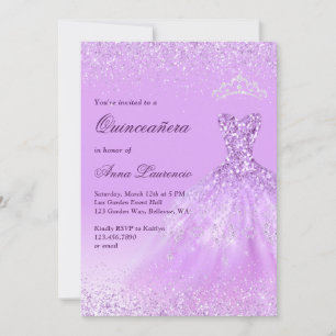 Invitation Elégante Quinceanera violet clair 15e anniversaire