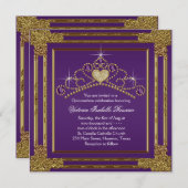 Invitation Élégante Quinceanera violette et or (Devant / Derrière)