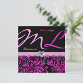 Invitation Élégante Quincennère rose et noire (Debout devant)