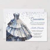 Invitation Elégante Quineanera Parties scintillant Blue Gown (Devant)