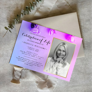 Invitation Elégante Rainbow Floral Photo Célébration de la vi