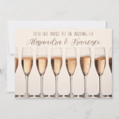 Invitation Élégante rangée de lunettes de champagne roses (Devant)