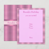 Invitation Élégante Rayure Rose Horizontale (Devant / Derrière)