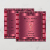 Invitation Élégante Rayure Rose Noir (Devant / Derrière)