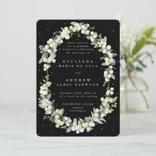 Invitation Elégante Réception Black Snowberry+Eucalyptus Seul