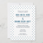 Invitation Elégante Réception Bleue & Blanc À Pointe Polka (Devant)