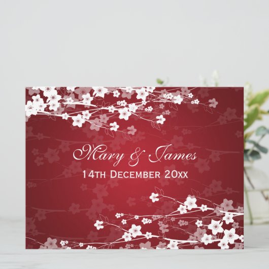 Invitation Elégante Réception Cherry Blossom Rouge (Debout devant)