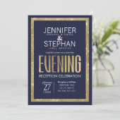 Invitation Elégante Réception de la série d'or bleu marine mo (Debout devant)