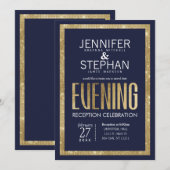 Invitation Elégante Réception de la série d'or bleu marine mo (Devant / Derrière)