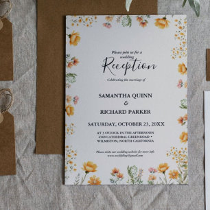 Invitation Elégante réception de mariage du Fleur sauvage du
