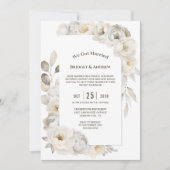 Invitation Elégante Réception De Mariage Floral Blanc (Devant)