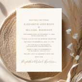 Invitation Elégante Réception de mariage Gold Cream