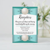 Invitation Elégante réception de mariage Turquoise Pearl Ribb (Debout devant)