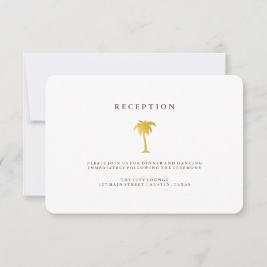 Invitation Elégante Réception Faux Gold Palm Tree | Vert (Devant)