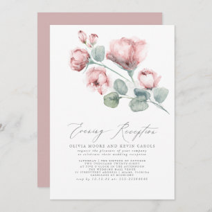 Invitation Elégante Réception Fleur Rose Rose Moderne Soirée