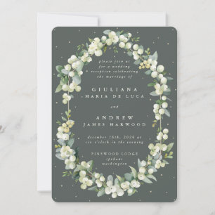 Invitation Elégante Réception Green Snowberry+Eucalyptus Seul