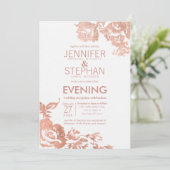 Invitation Elégante Réception Moderne Rose Or Floral (Debout devant)
