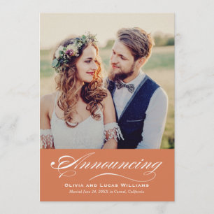 Invitation Elégante Réception Photo Mariage Burnt Orange