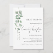 Invitation Elégante Réception Soirée Mariage Eucalyptus (Devant)