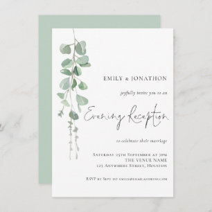 Invitation Elégante Réception Soirée Mariage Eucalyptus