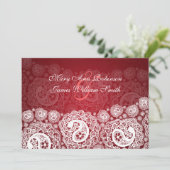 Invitation Élégante réception Star Paisley Lace Rouge (Debout devant)