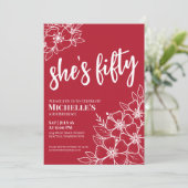 Invitation Élégante Red 50th Birthday Party (Debout devant)