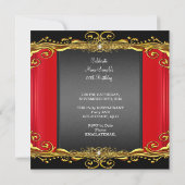 Invitation Élégante Red Black Gold 60e fête d'anniversaire (Dos)
