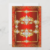 Invitation Elégante Red Damask Gold White Birthday Party (Dos)