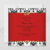 Invitation Elégante Red Gold Black White Damask Diamond Party (Dos)