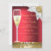 Invitation Elégante Red Gold White Champagne Brunch Invitatio (Devant)