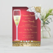 Invitation Elégante Red Gold White Champagne Brunch Invitatio (Debout devant)