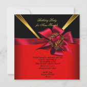 Invitation Elégante Red Heart Gold Classy Anniversaire Party  (Dos)