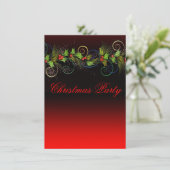 Invitation Élégante Red Holly Corporate Christmas Party (Debout devant)