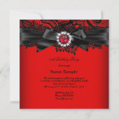 Invitation Elégante Red Pearl Black Lace Bow fête d'anniversa (Dos)