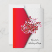 Invitation Elégante Red Pink White Jewel Anniversaire (Devant)
