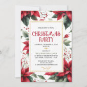 Invitation Élégante Red Poinsettia fête de Noël (Devant)