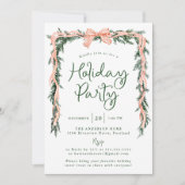 Invitation Elégante Red Striped Bow Green Fête de Vacances (Devant)