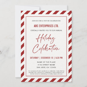 Invitation Elégante Red Stripes Noël Fête de Noël
