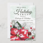 Invitation Elégante Red Winter Poinsettia Floral Fête (Devant)