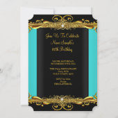 Invitation Elégante Regal Turquoise Black Gold fête d'anniver (Dos)
