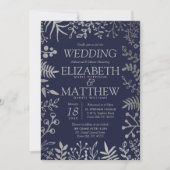 Invitation Élégante répétition de Mariage floral marine et ar (Devant)